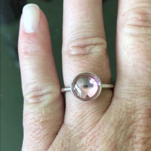 Pandora pink poetic droplet ring